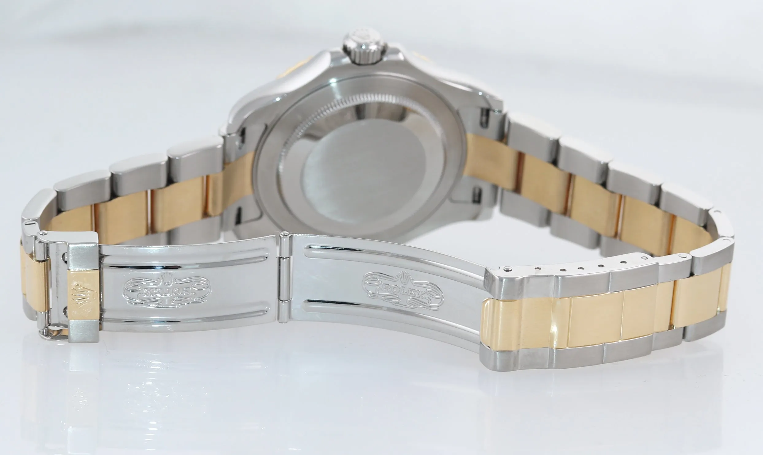 2009 Rolex 16623 Two Tone Gold Steel Yachtmaster White Sapphire Watch Rehaut