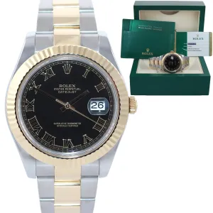 2015 PAPERS MINT Rolex Datejust 2 Black Roman 116333 Two-Tone Gold Watch Box