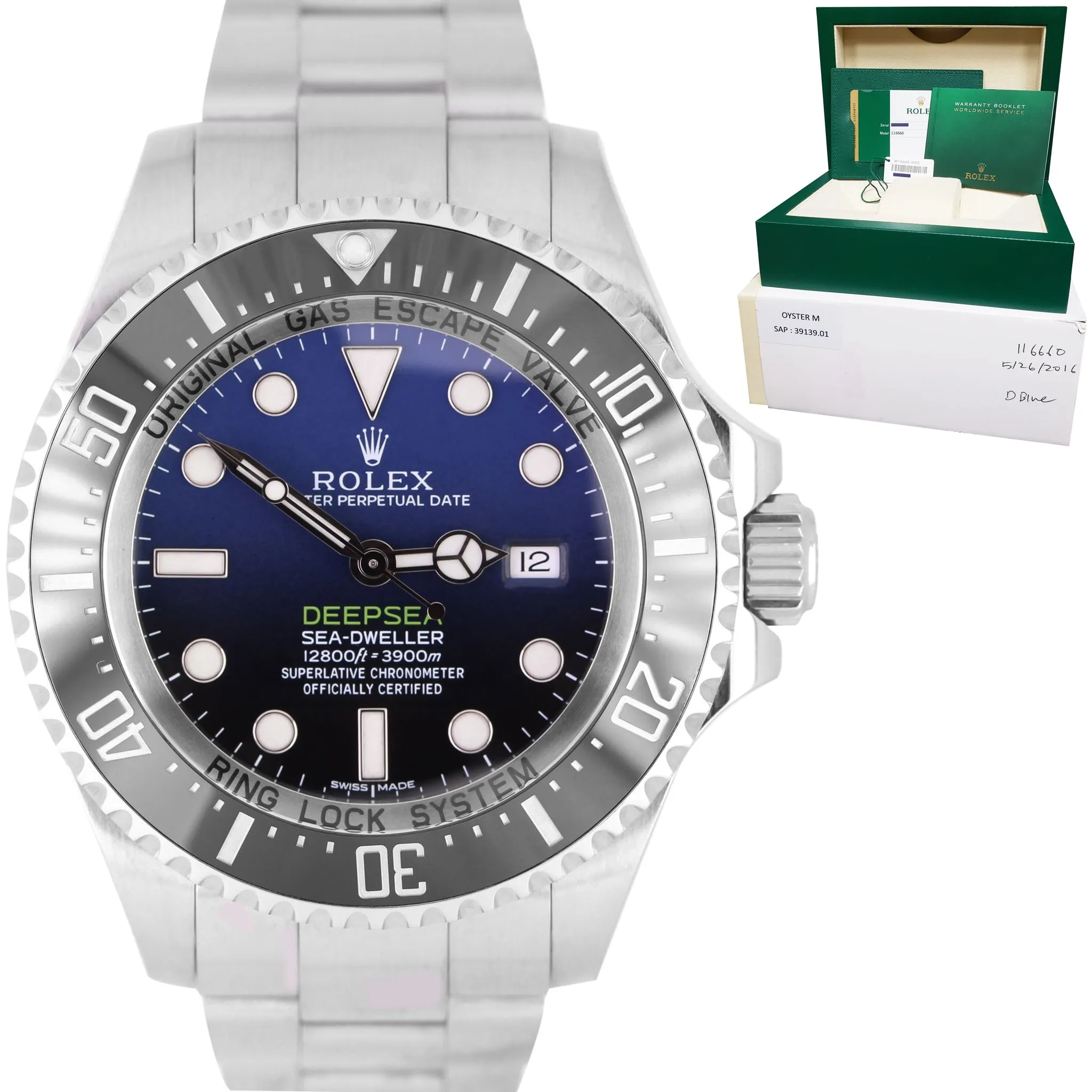2016 Rolex Sea-Dweller Deepsea 'James Cameron' Blue Black 116660 44mm Watch B P