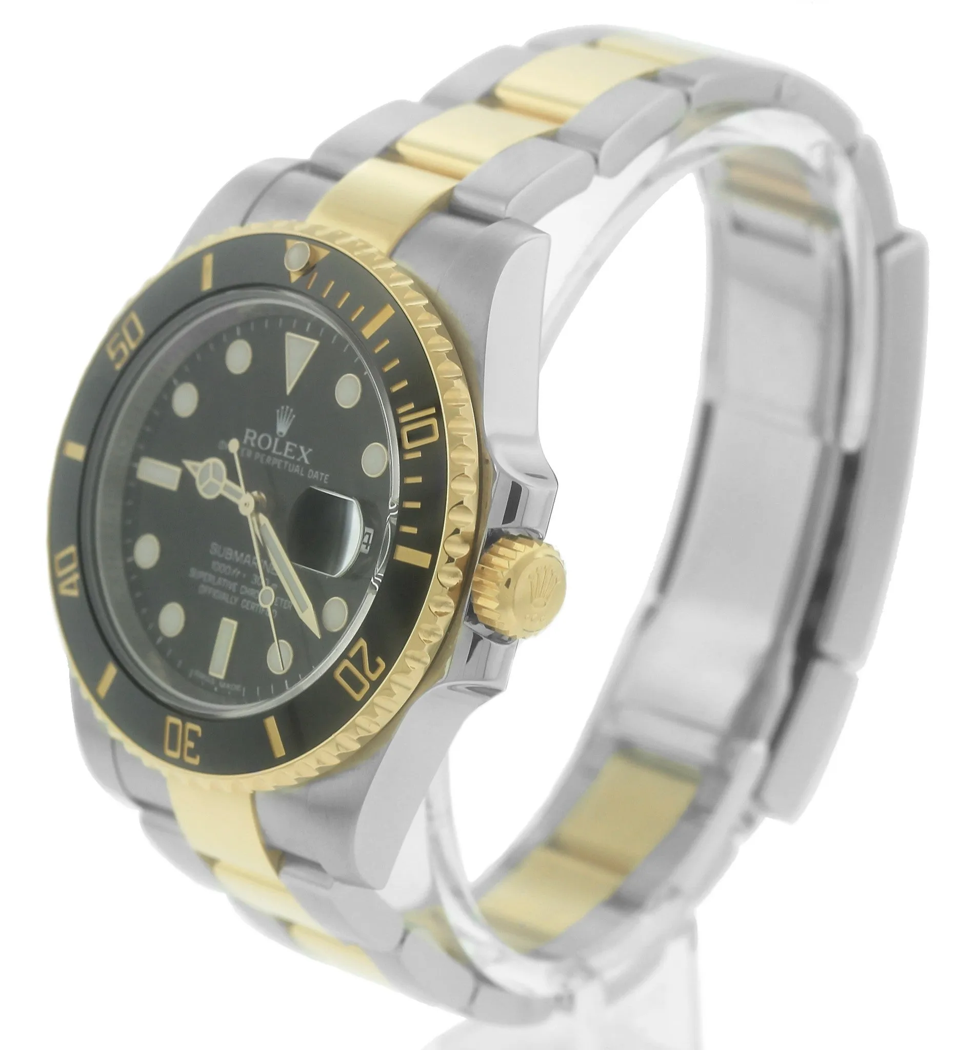 2017 MINT Rolex Submariner Ceramic 116613 N LN Two-Tone Gold Black Dive Watch