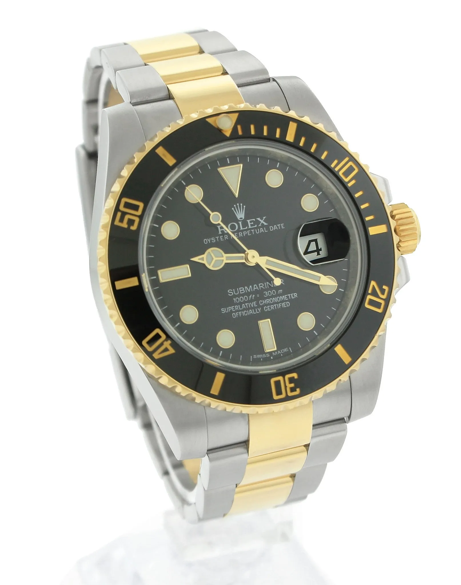 2017 MINT Rolex Submariner Ceramic 116613 N LN Two-Tone Gold Black Dive Watch