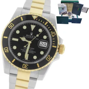 2017 MINT Rolex Submariner Ceramic 116613 N LN Two-Tone Gold Black Dive Watch