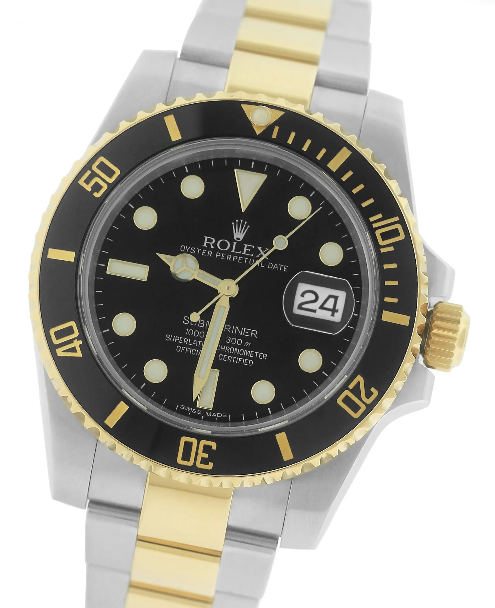 2017 MINT Rolex Submariner Ceramic 116613 N LN Two-Tone Gold Black Dive Watch