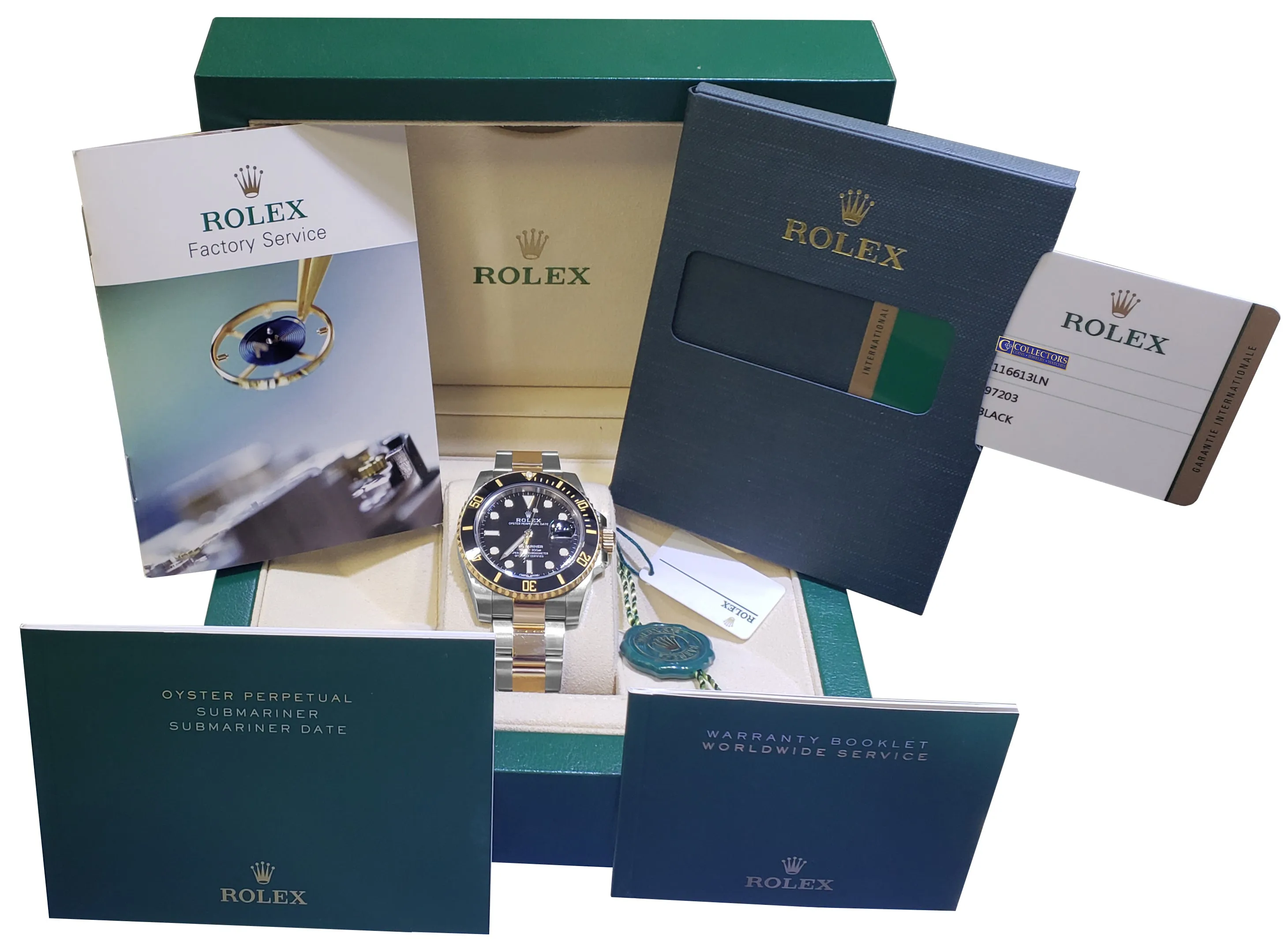 2017 MINT Rolex Submariner Ceramic 116613 N LN Two-Tone Gold Black Dive Watch