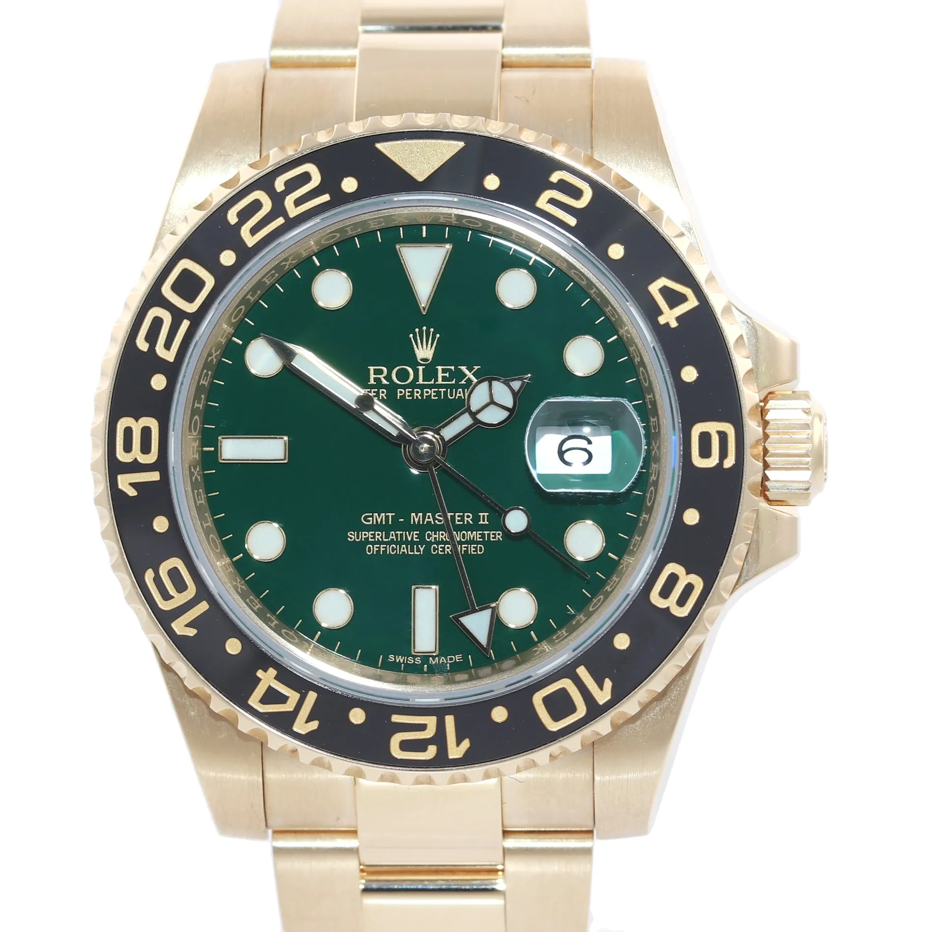 2017 Rolex GMT-Master 2 Ceramic Green Dial 116718 Yellow Gold Chromalight Watch