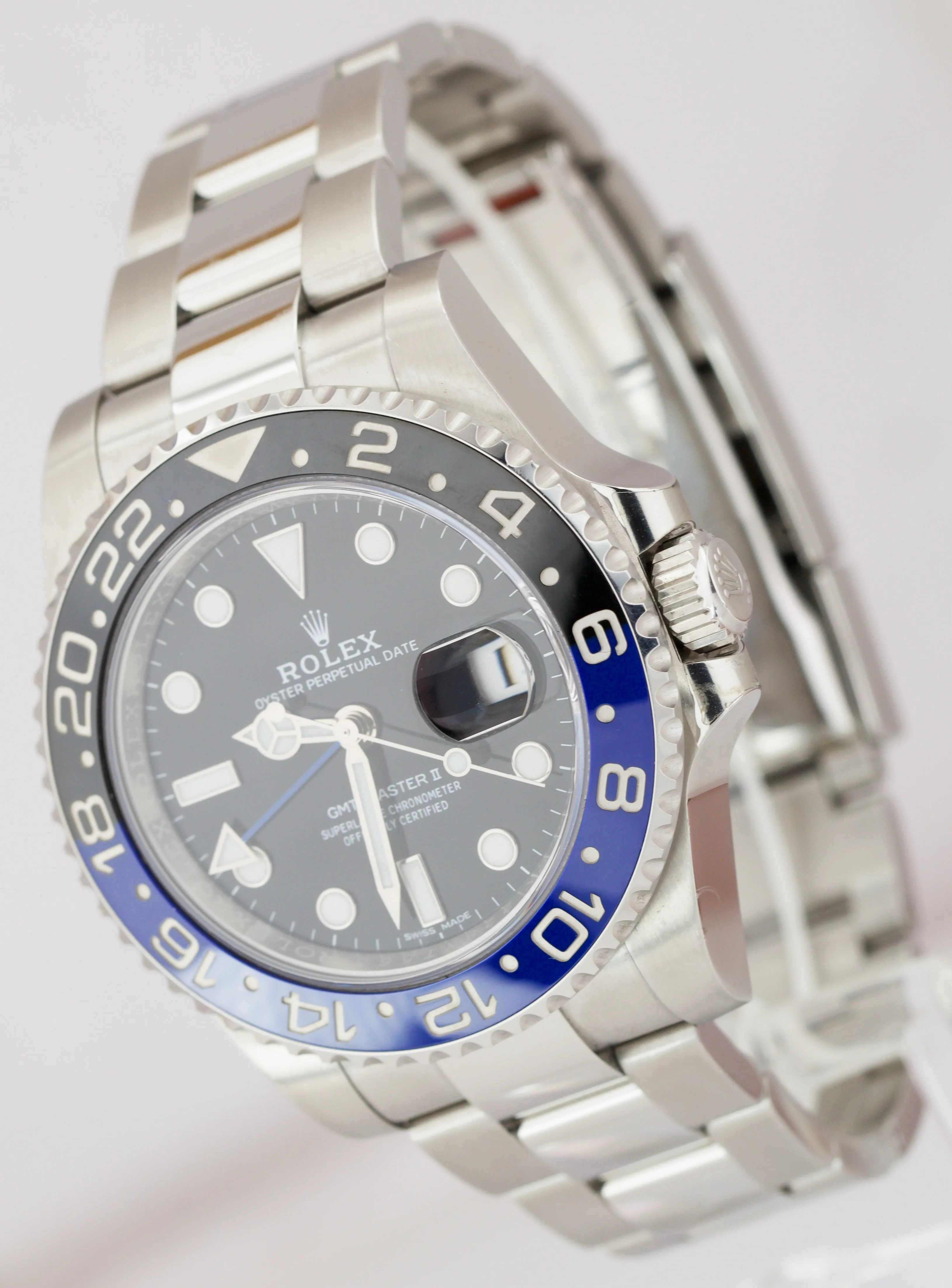 2017 UNPOLISHED Rolex GMT-Master II Batman Blue Black 40mm Watch 116710 BLNR B P