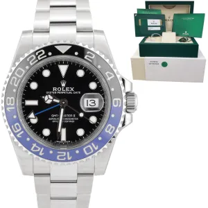 2017 UNPOLISHED Rolex GMT-Master II Batman Blue Black 40mm Watch 116710 BLNR B P