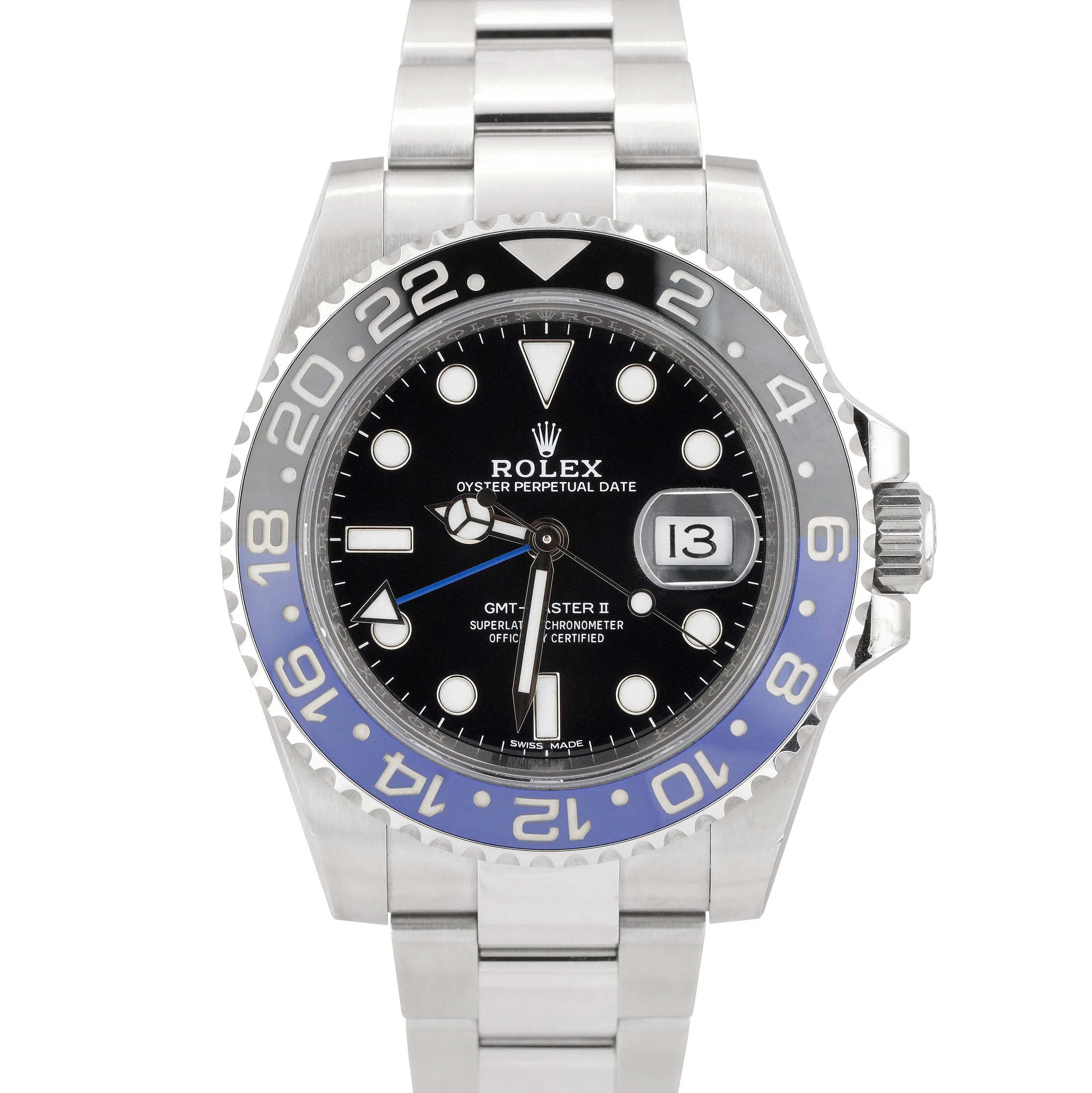 2017 UNPOLISHED Rolex GMT-Master II Batman Blue Black 40mm Watch 116710 BLNR B P