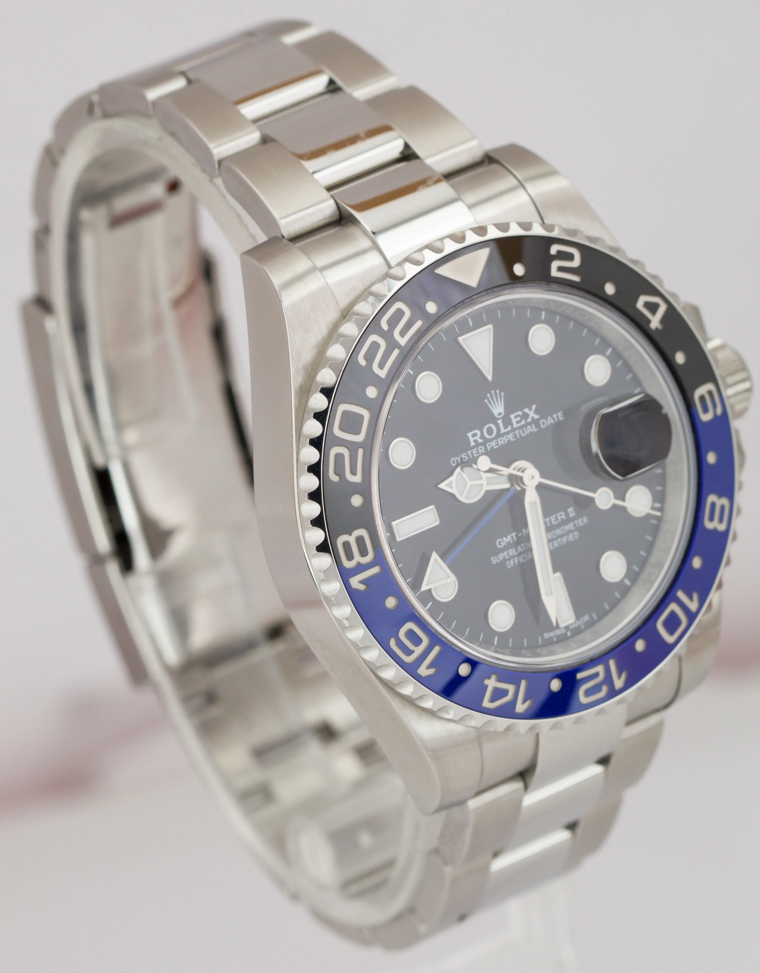 2017 UNPOLISHED Rolex GMT-Master II Batman Blue Black 40mm Watch 116710 BLNR B P