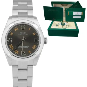 2018 MINT Rolex Oyster Perpetual 31 Dark Gray 31mm Mid-Size Oyster 177200 Watch