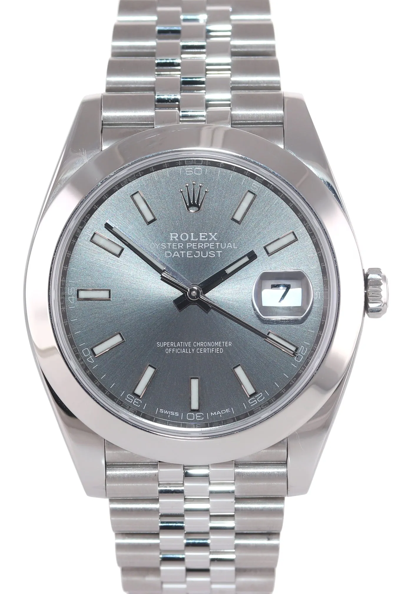 2018 PAPERS Rolex DateJust 41 Steel 126300 Rhodium Grey Jubilee Band Watch Box