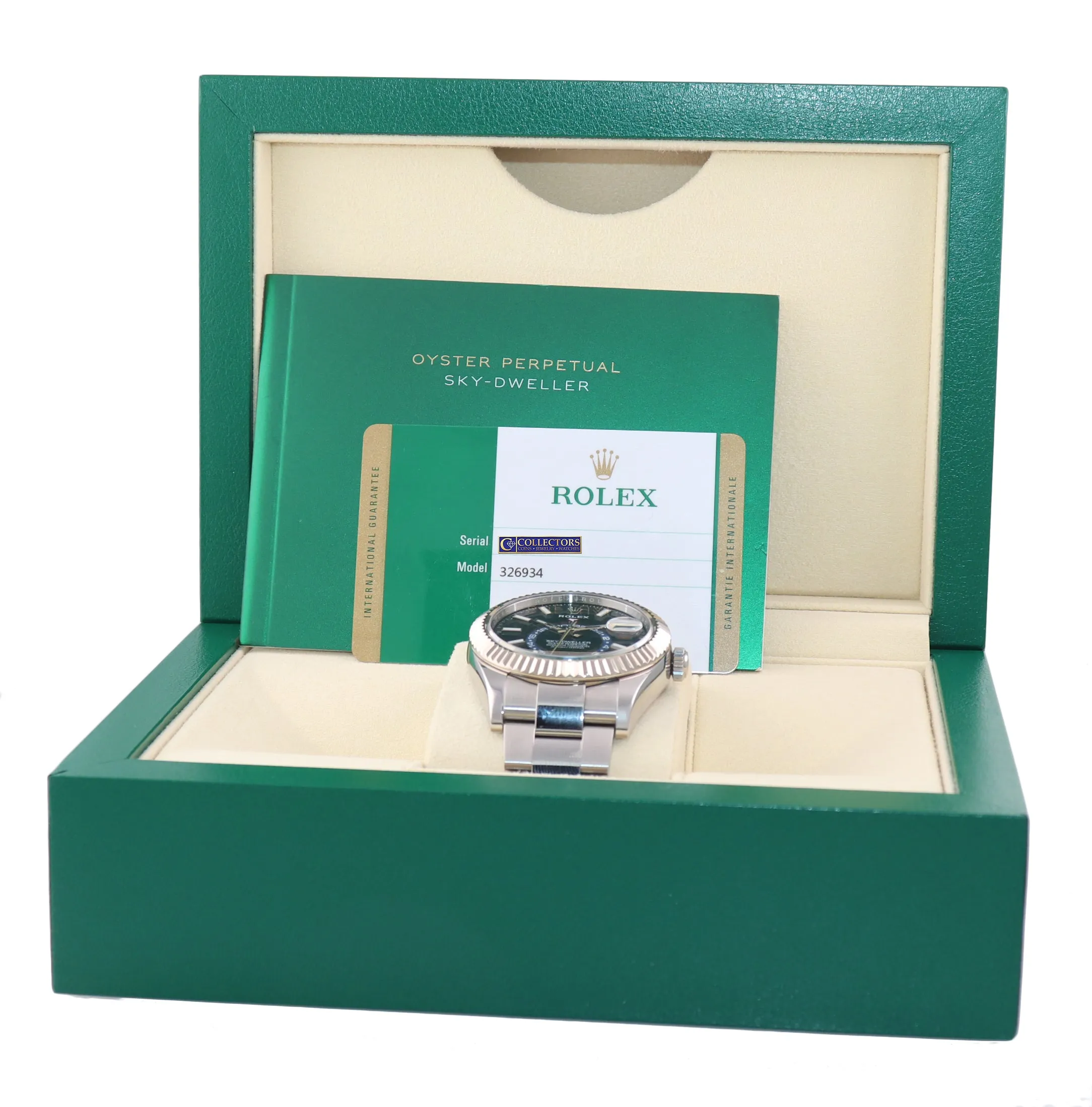2018 PAPERS Rolex Sky-Dweller Stainless White Gold BLUE DIAL 42mm 326934 Watch