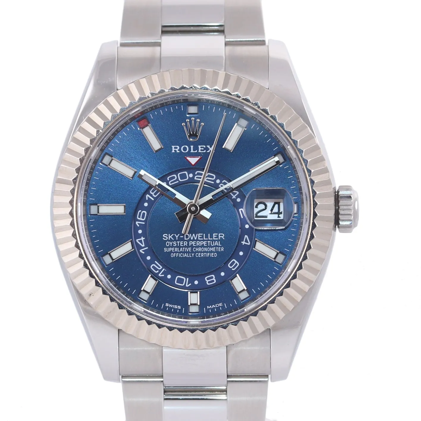 2018 PAPERS Rolex Sky-Dweller Stainless White Gold BLUE DIAL 42mm 326934 Watch