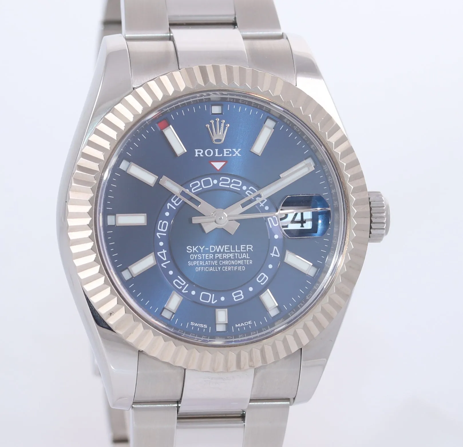 2018 PAPERS Rolex Sky-Dweller Stainless White Gold BLUE DIAL 42mm 326934 Watch