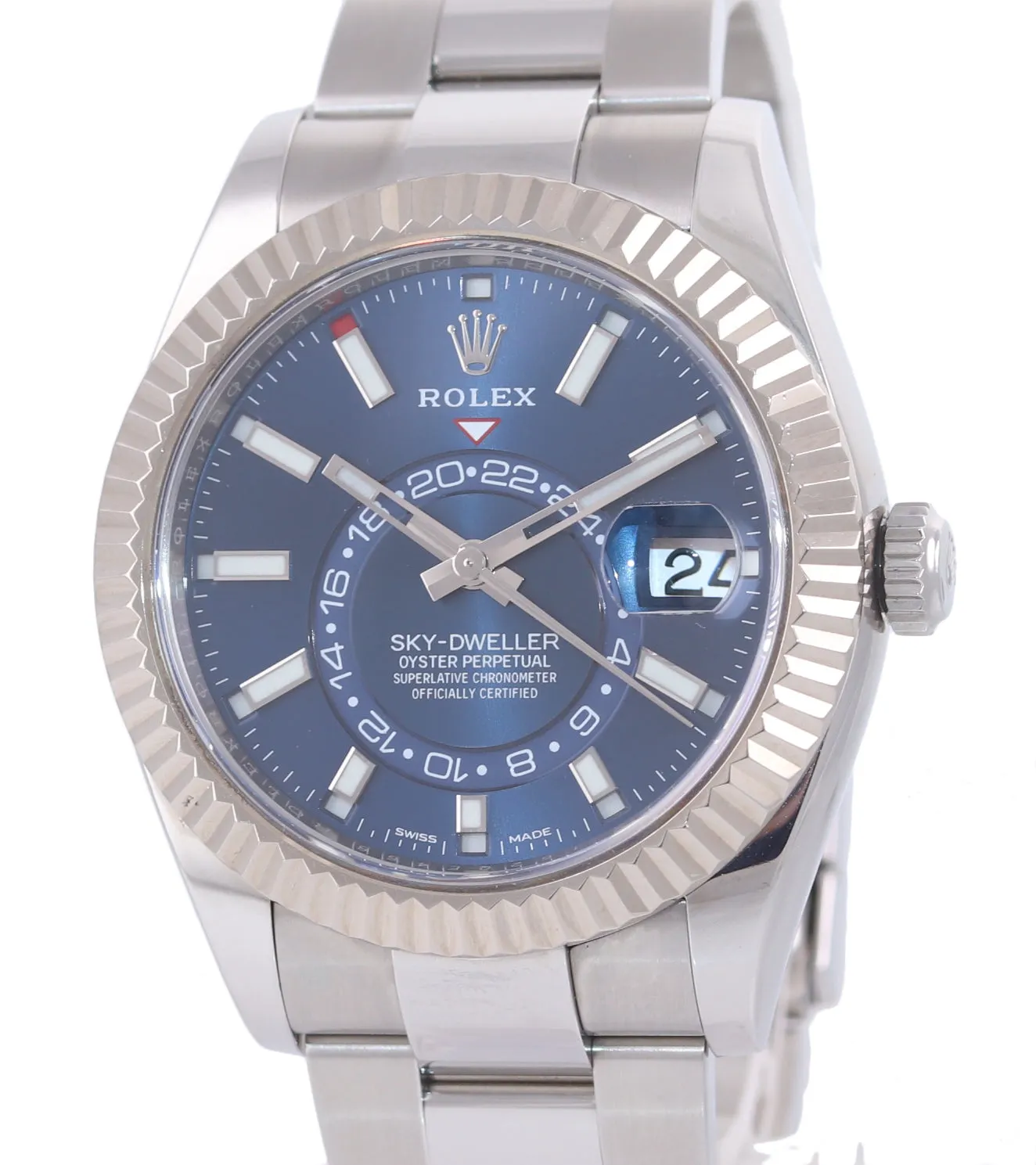 2018 PAPERS Rolex Sky-Dweller Stainless White Gold BLUE DIAL 42mm 326934 Watch