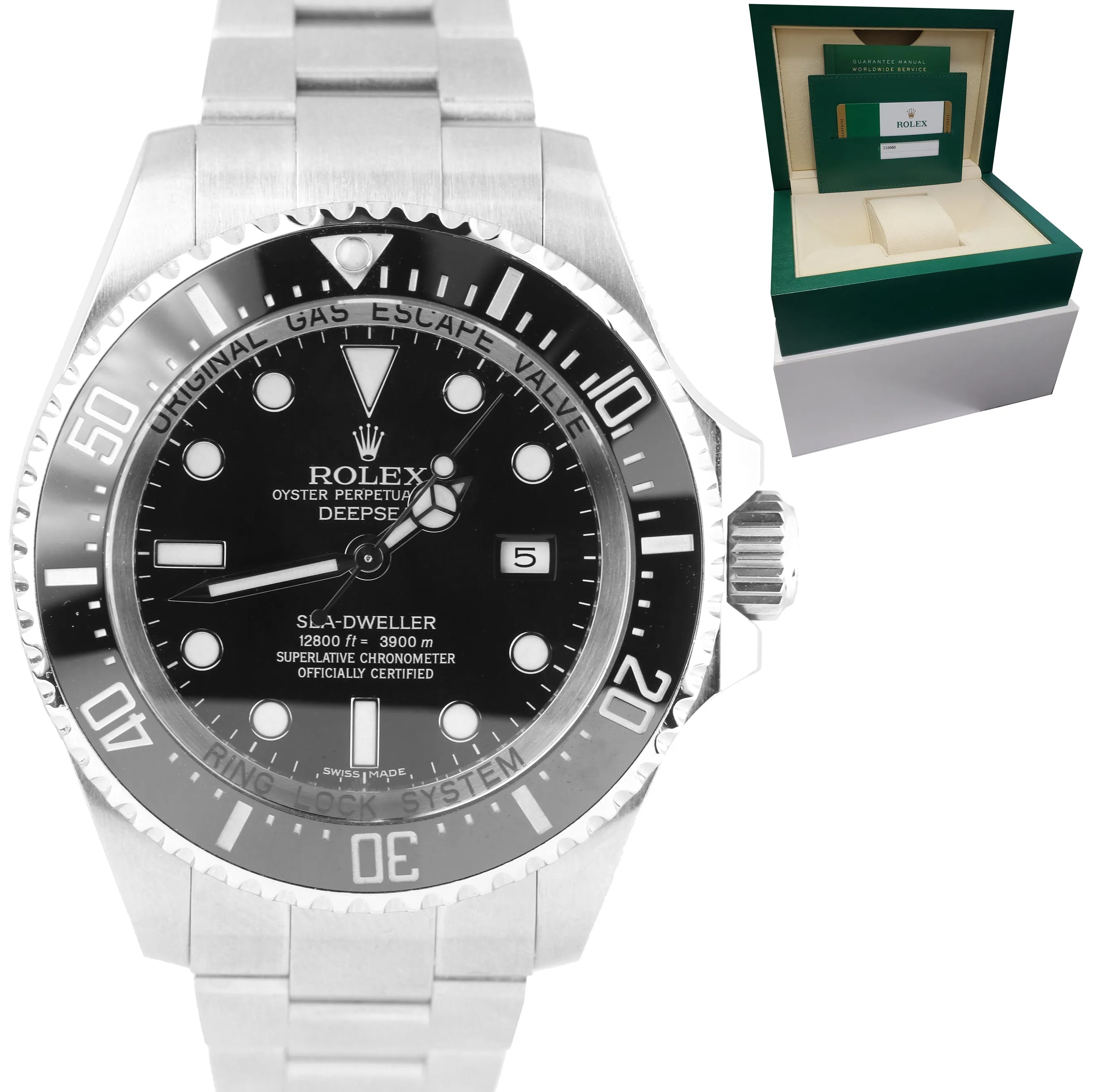 2018 Rolex Sea-Dweller Deepsea Stainless Steel 44mm Black Dive Watch 116660 B P