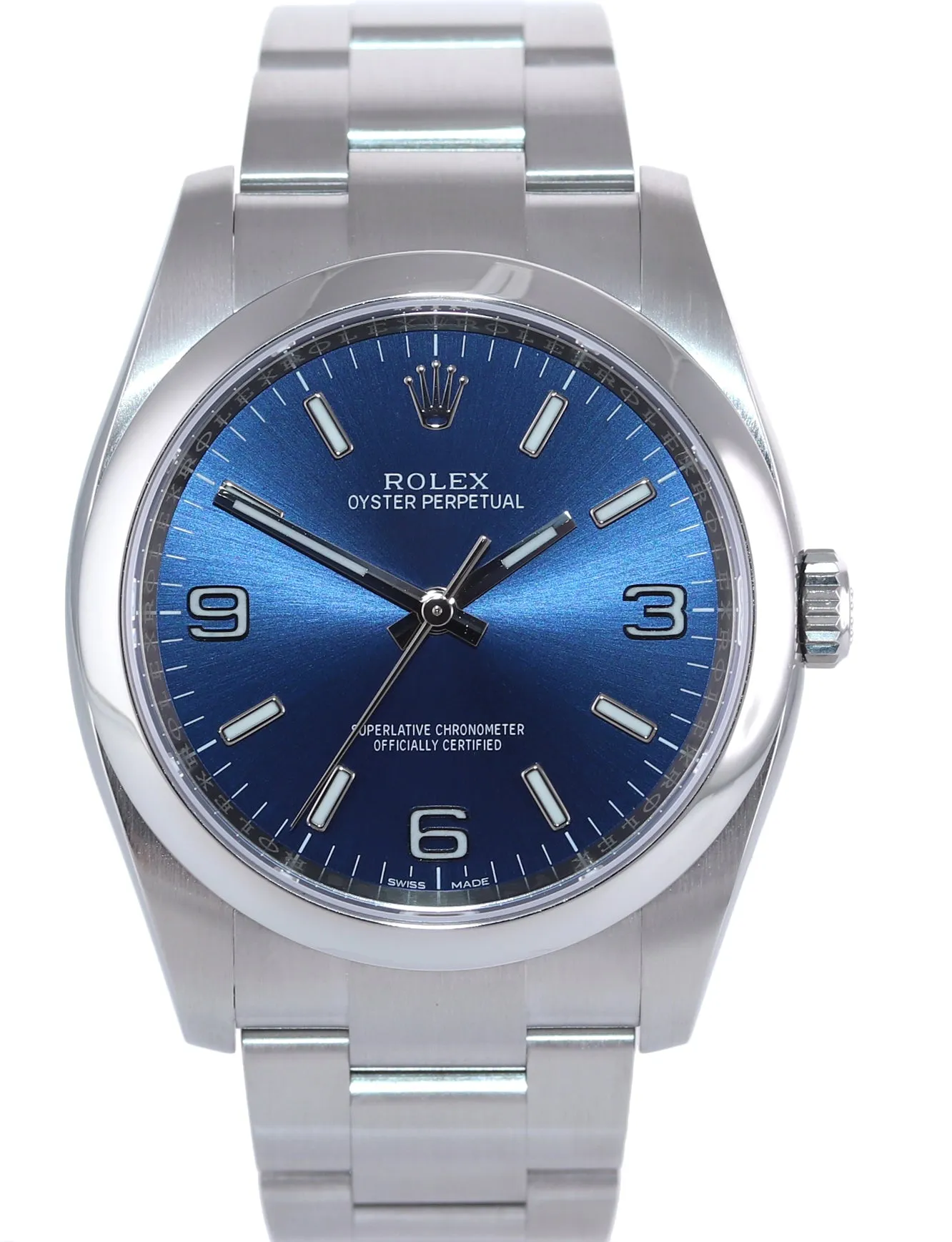 2019 PAPERS 116000 Rolex Oyster Perpetual Blue Arabic Stick 36mm Watch Box