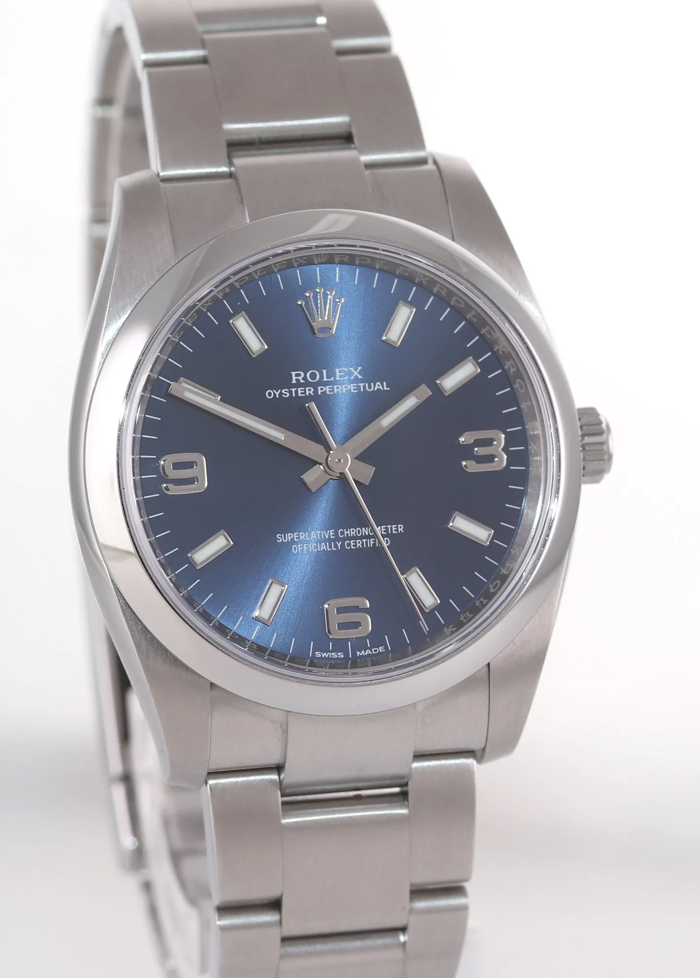 2019 PAPERS Rolex Oyster Perpetual Blue Arabic 114200 Steel Watch Box