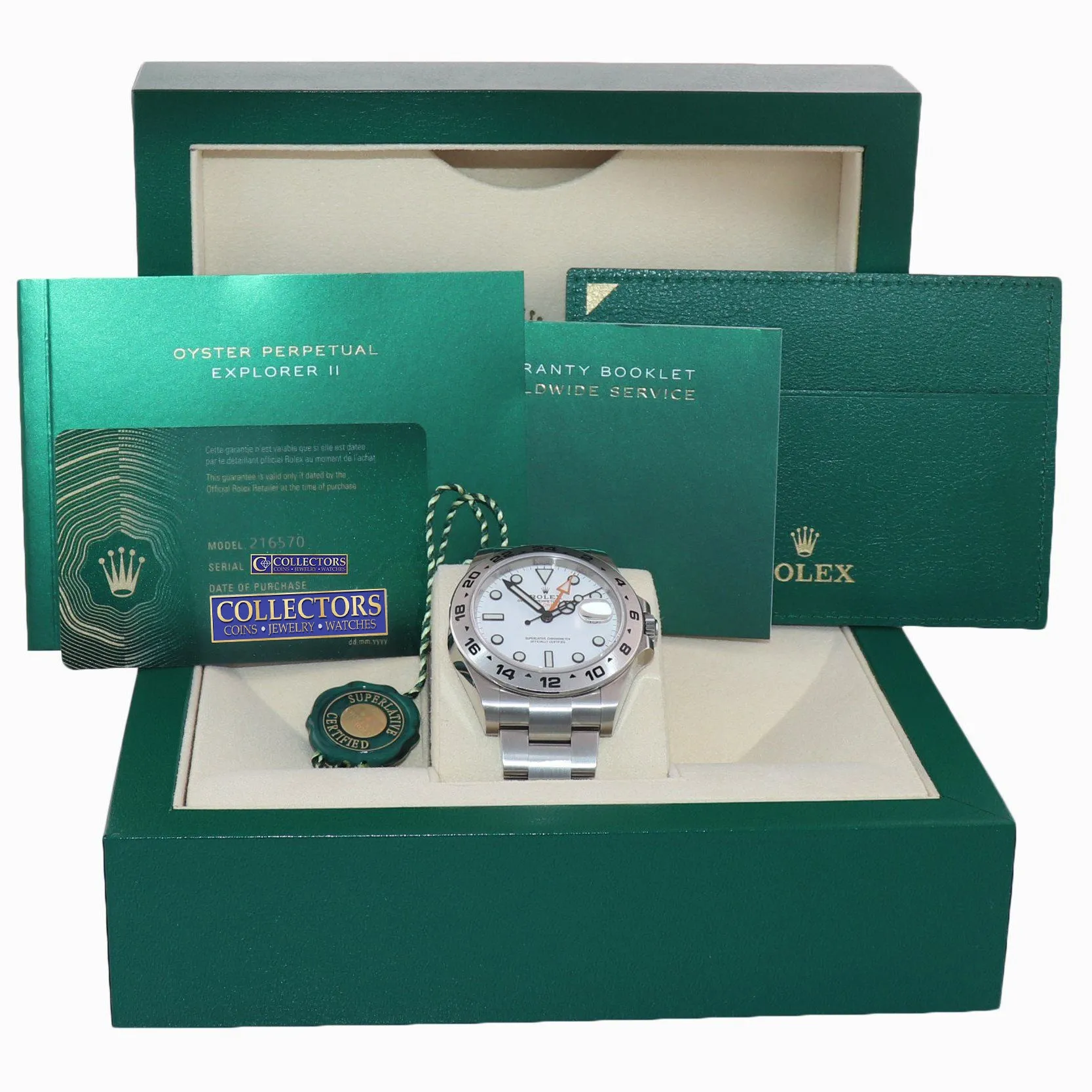 2020 NEW CARD PAPERS Rolex Explorer II 42mm 216570 White Steel Date Watch Box