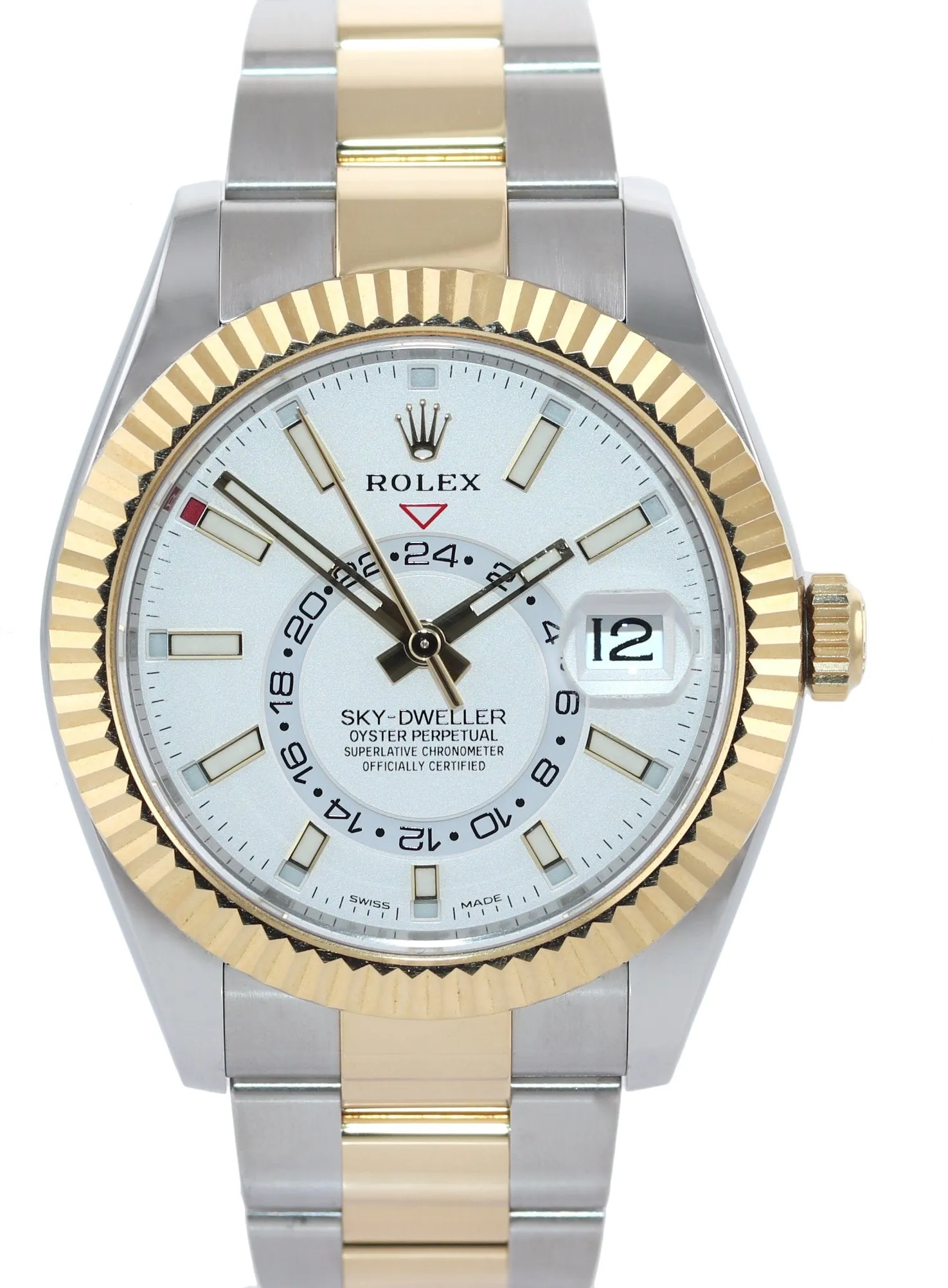 2020 NEW PAPERS Rolex Sky-Dweller 326933 White Two Tone Gold Steel 42mm Watch