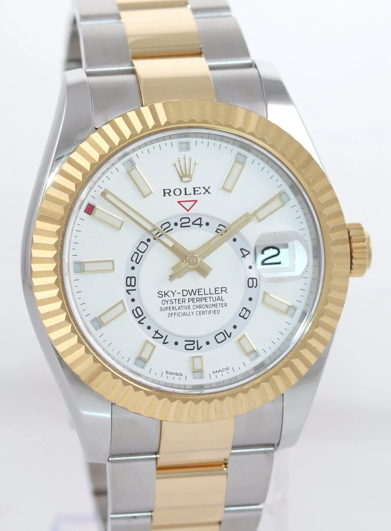 2020 NEW PAPERS Rolex Sky-Dweller 326933 White Two Tone Gold Steel 42mm Watch