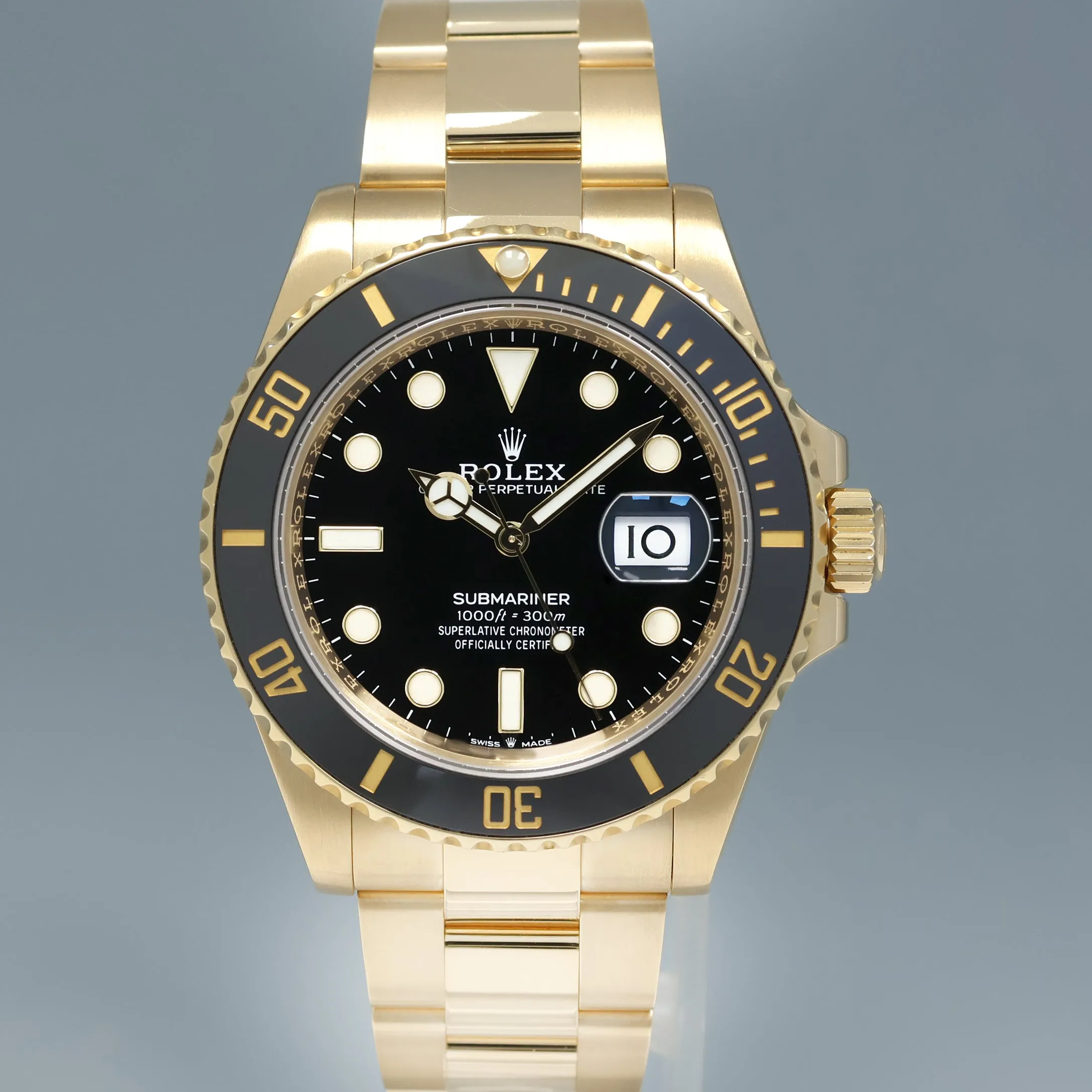 2021 NEW PAPERS Rolex Submariner Black Ceramic 126618LN Yellow Gold Watch Box