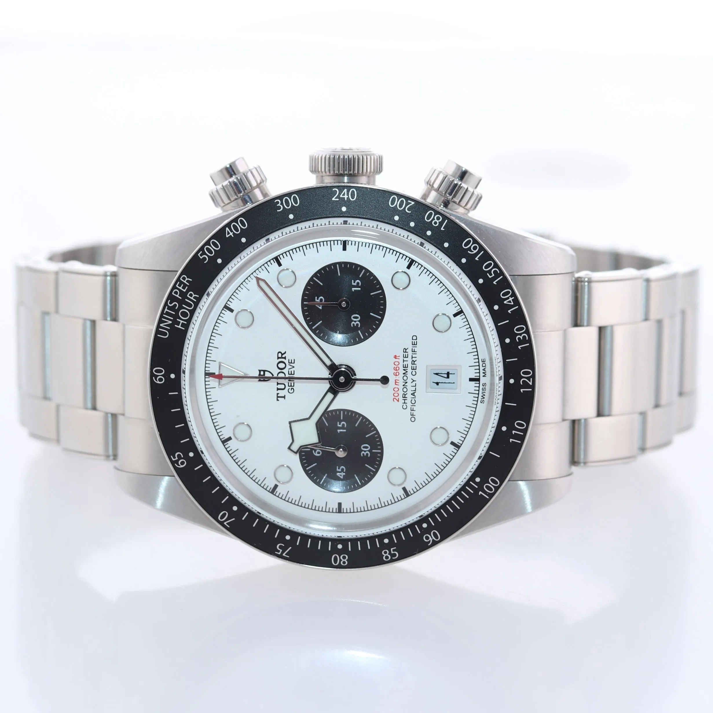 2021 PAPERS Tudor Black Bay Chrono Panda Steel 41mm White Date Watch 79360