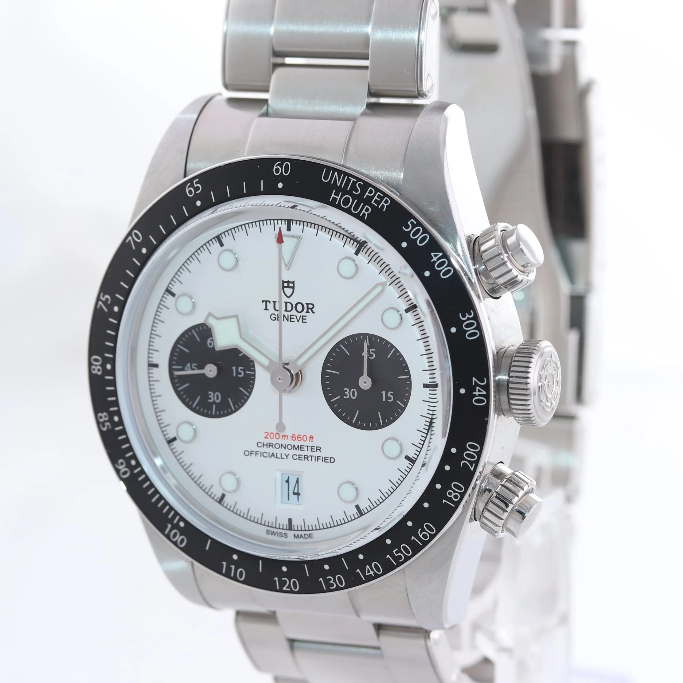 2021 PAPERS Tudor Black Bay Chrono Panda Steel 41mm White Date Watch 79360
