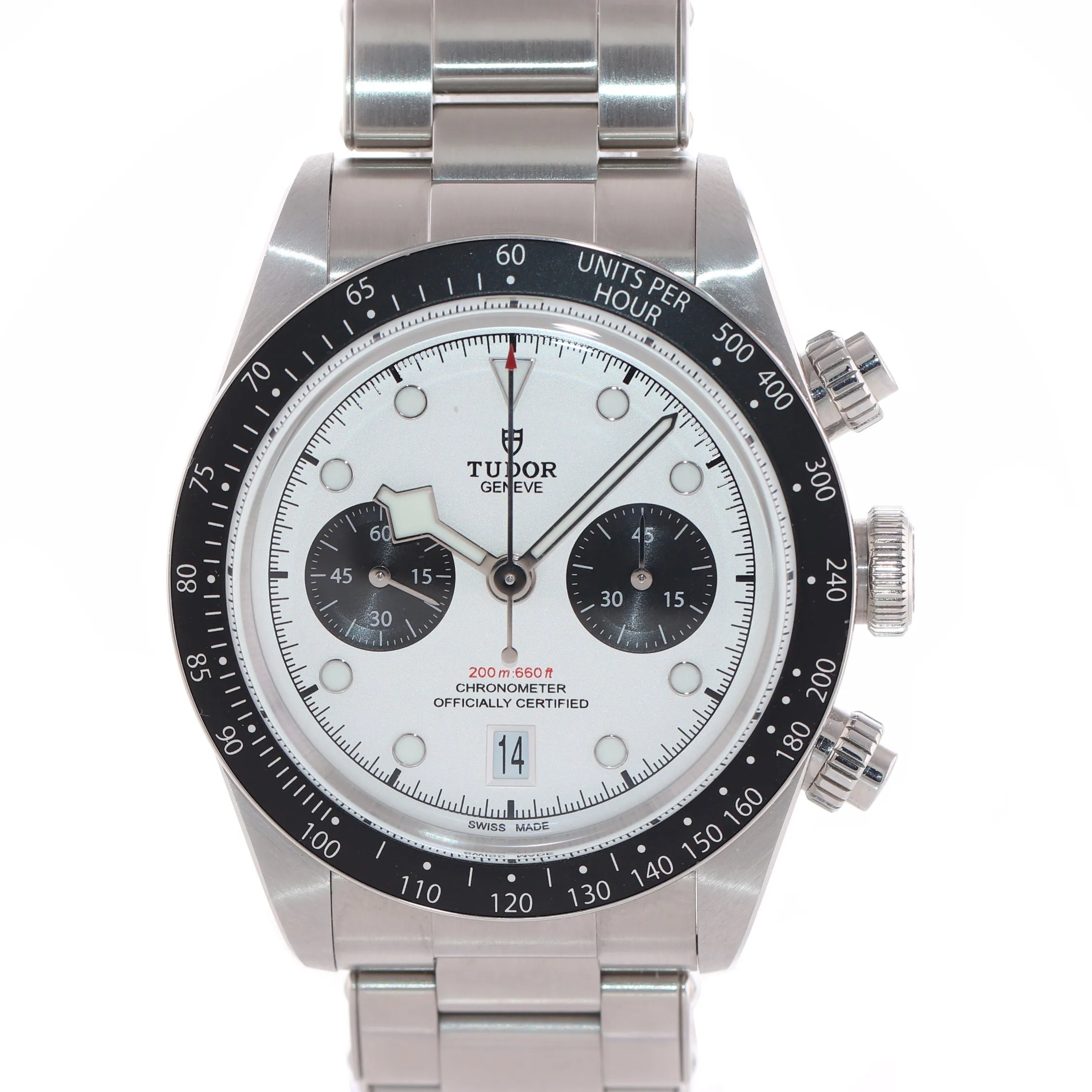 2021 PAPERS Tudor Black Bay Chrono Panda Steel 41mm White Date Watch 79360