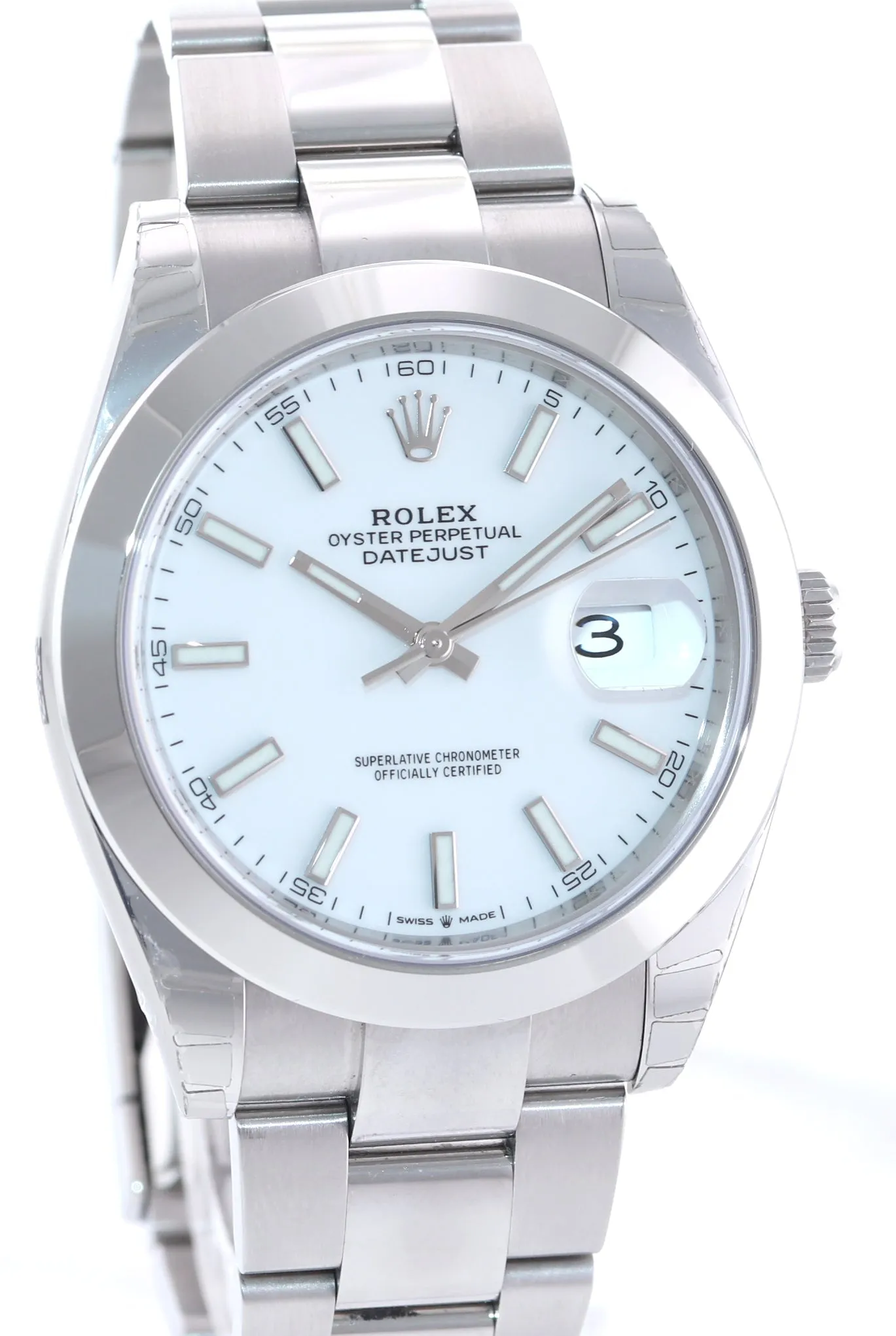 2022 NEW STICKERS PAPERS Rolex DateJust 41 Steel 126300 White Roman Oyster Watch