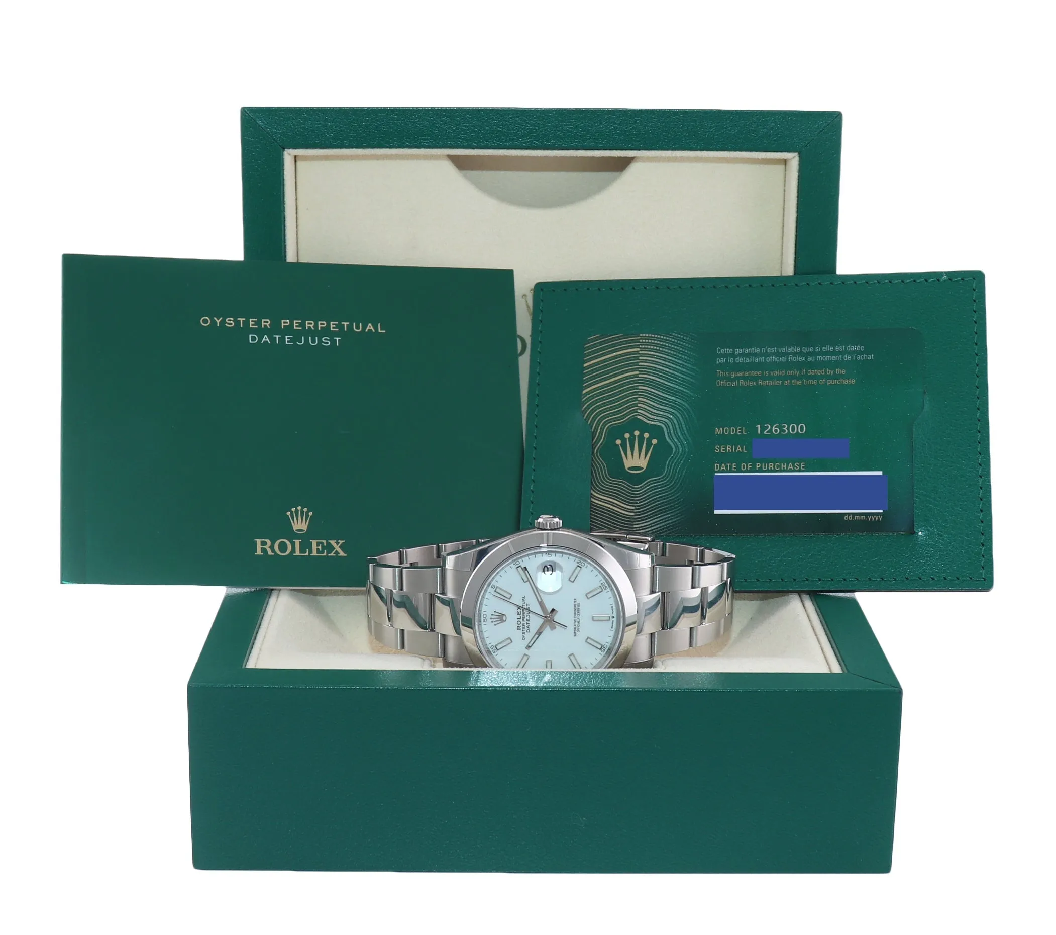 2022 NEW STICKERS PAPERS Rolex DateJust 41 Steel 126300 White Roman Oyster Watch