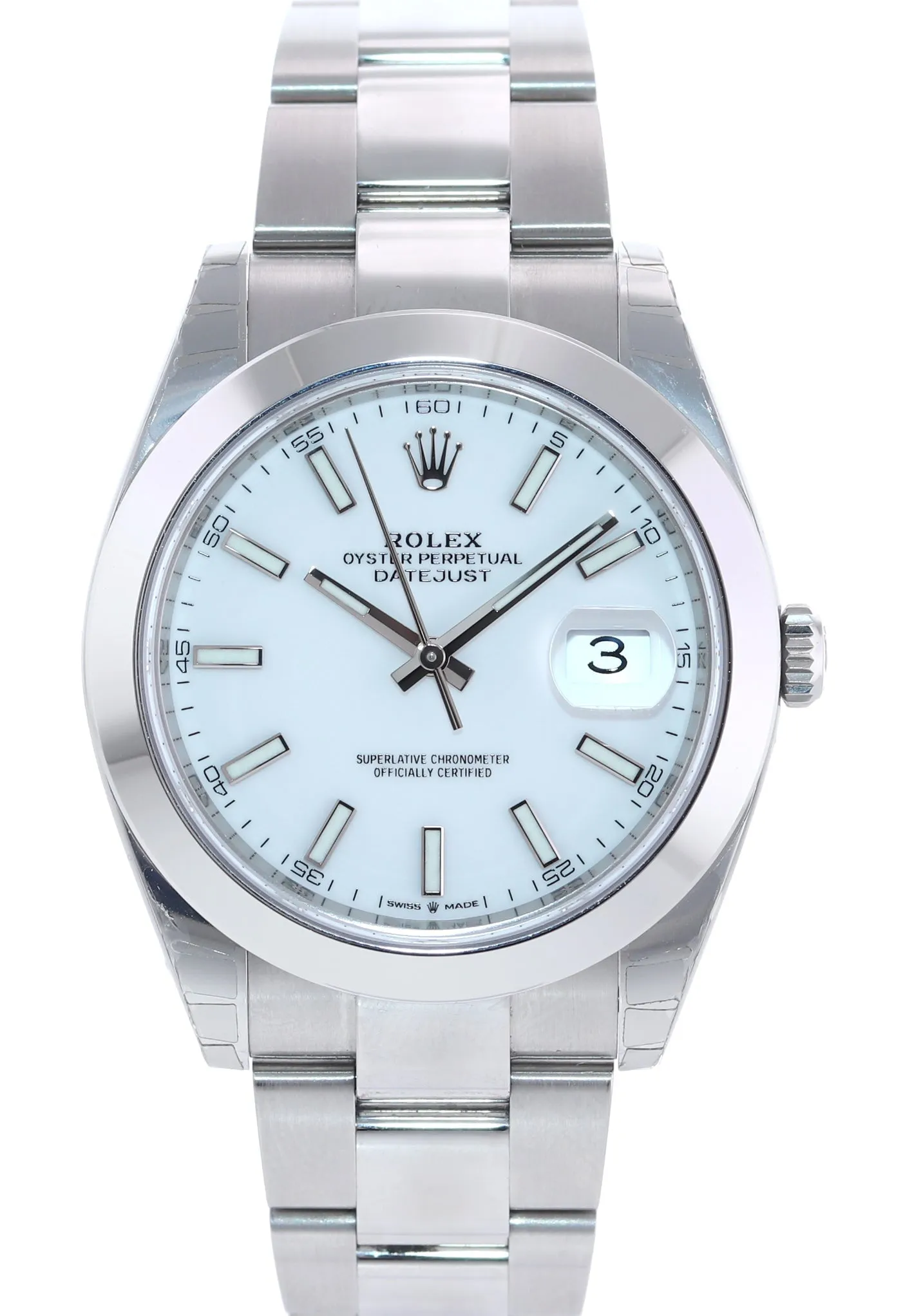 2022 NEW STICKERS PAPERS Rolex DateJust 41 Steel 126300 White Roman Oyster Watch