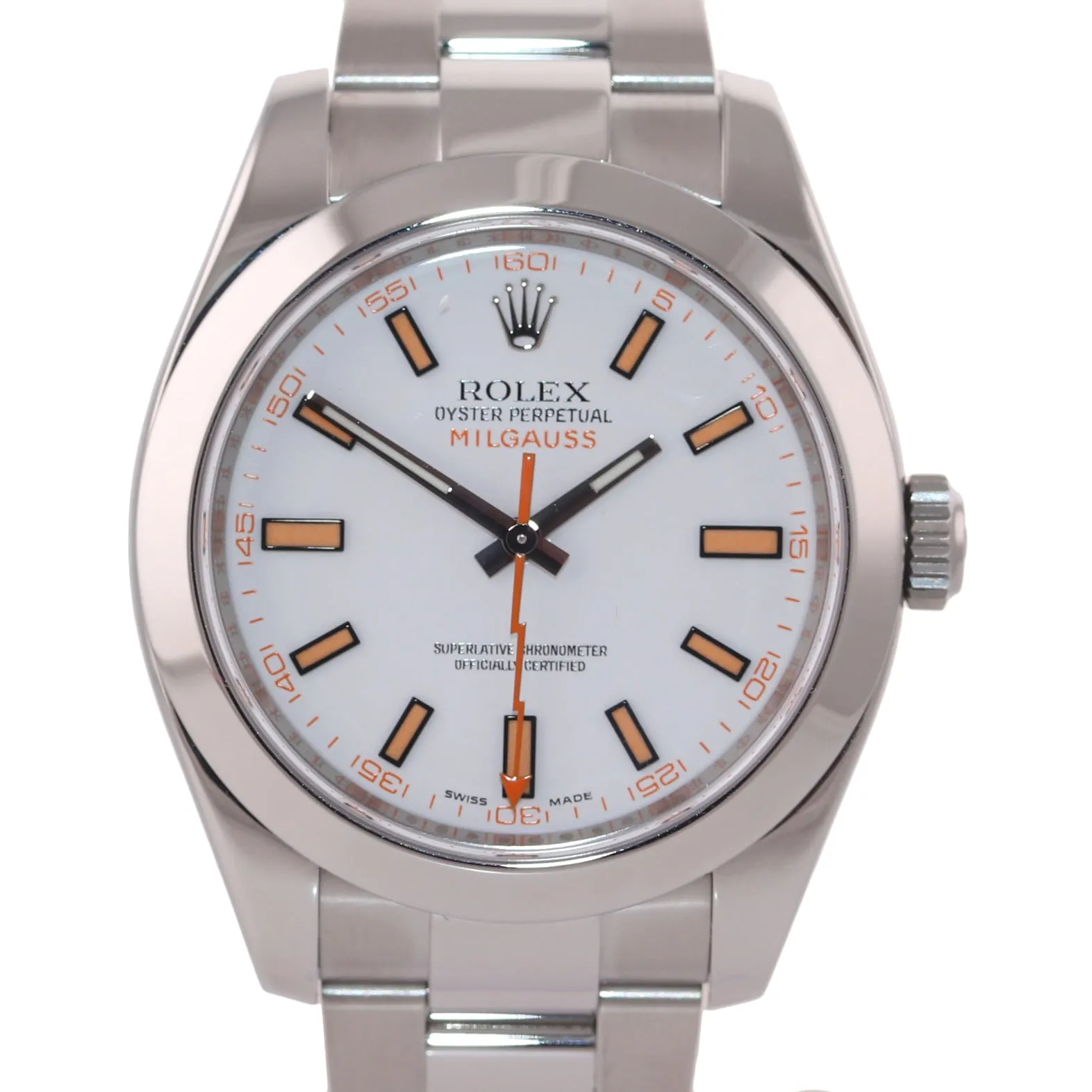 22017 MINT Rolex Milgauss 116400 White Orange 40mm Steel Anti-Magnetic Watch Box
