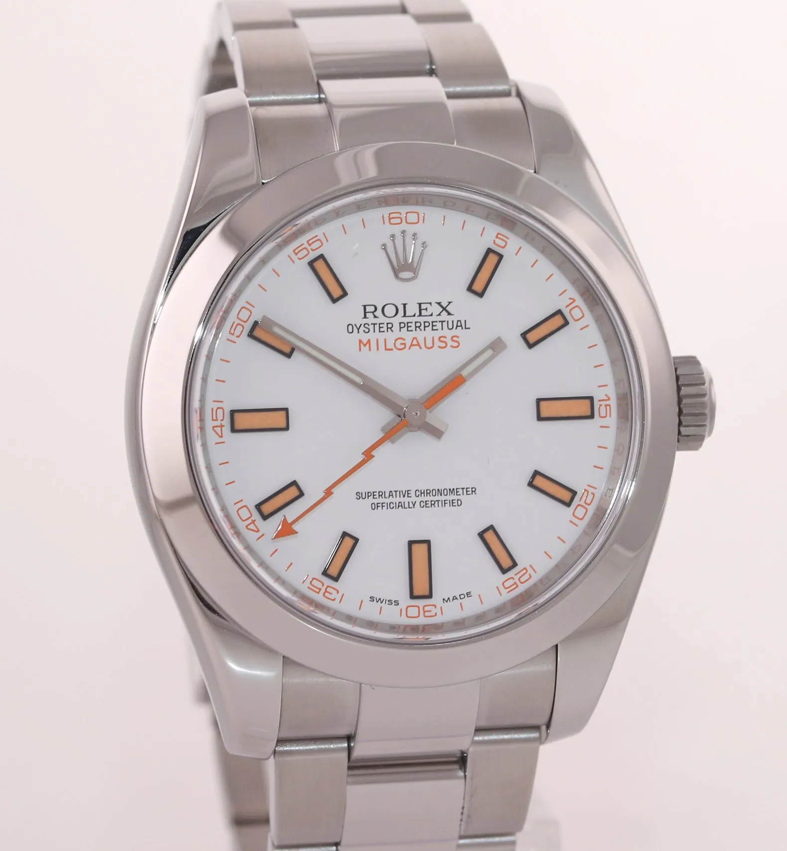 22017 MINT Rolex Milgauss 116400 White Orange 40mm Steel Anti-Magnetic Watch Box