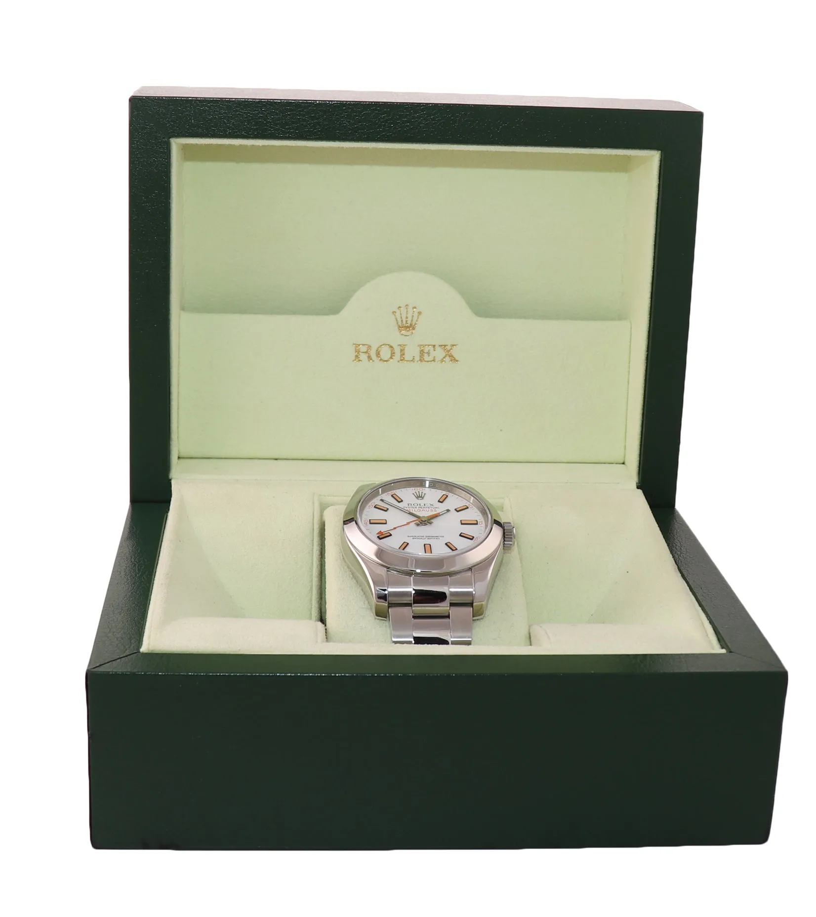 22017 MINT Rolex Milgauss 116400 White Orange 40mm Steel Anti-Magnetic Watch Box