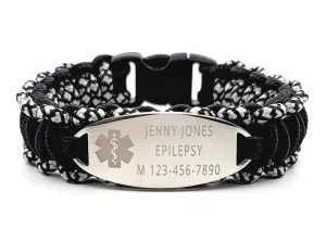 275 Paracord Medical ID Bracelet for Kids & Adults – Custom Engraved Oval Stainless Steel ID Tag