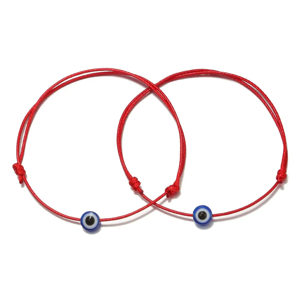 2pcs Evil Eye Charm String Bracelets Lucky Friendship Couple Bracelets