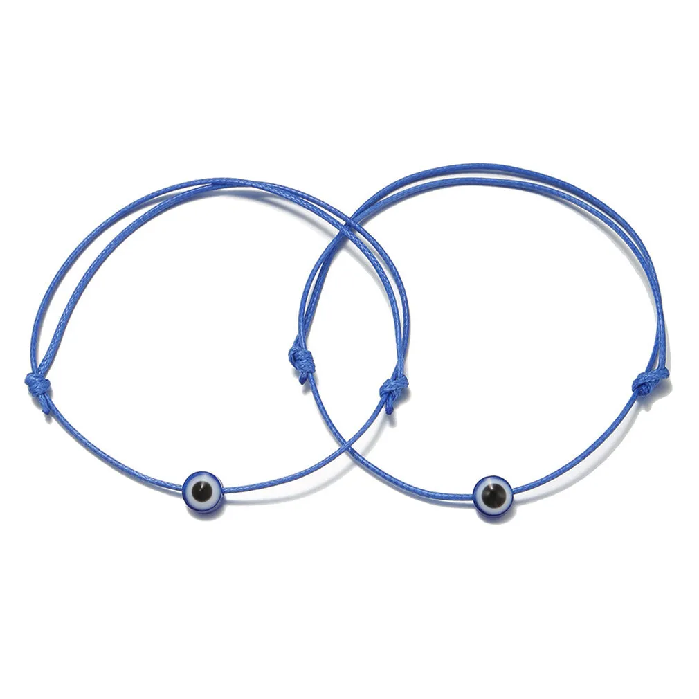 2pcs Evil Eye Charm String Bracelets Lucky Friendship Couple Bracelets