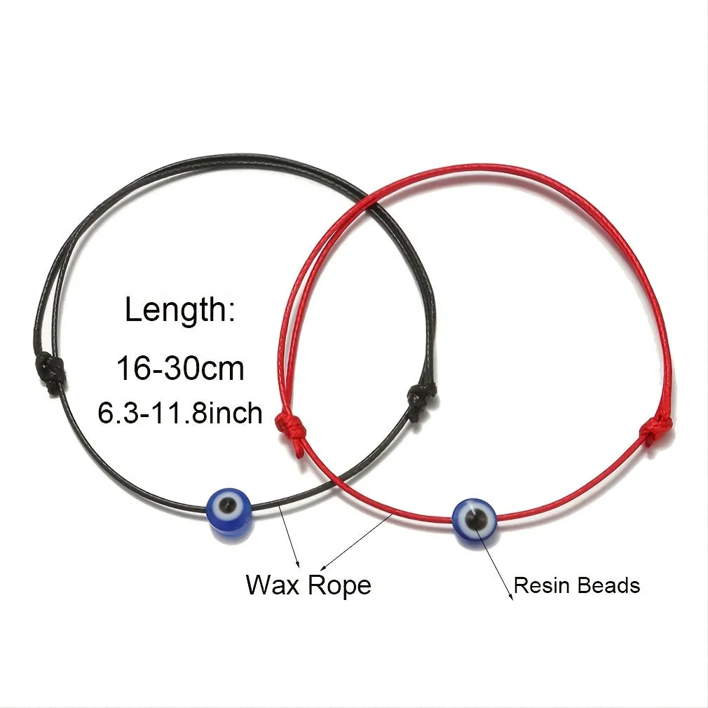 2pcs Evil Eye Charm String Bracelets Lucky Friendship Couple Bracelets