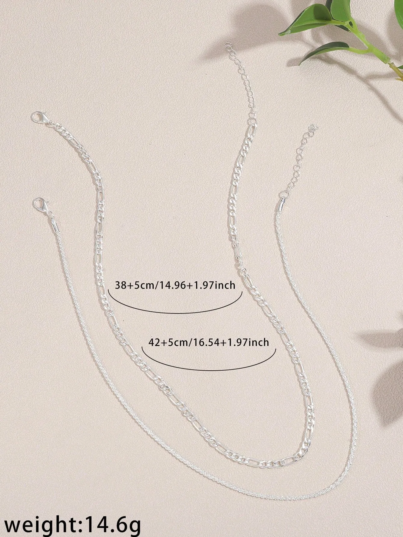 2pcs Silver Chain Necklaces Set- FD ⚡