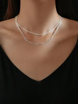 2pcs Silver Chain Necklaces Set- FD ⚡
