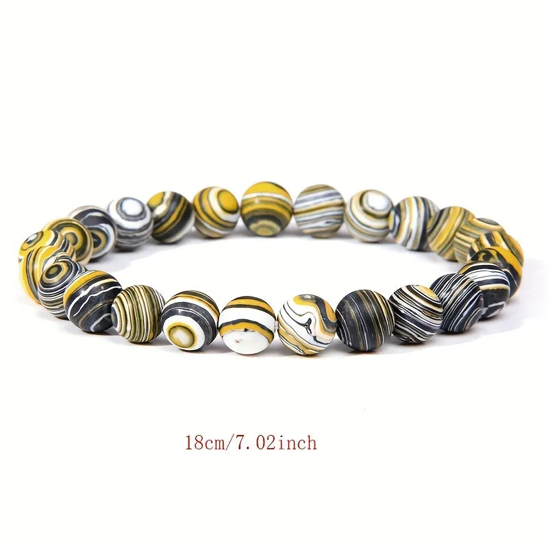 3 Pcs Set Healing Stone Bead Bracelet For Man Yoga