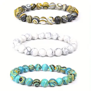 3 Pcs Set Healing Stone Bead Bracelet For Man Yoga