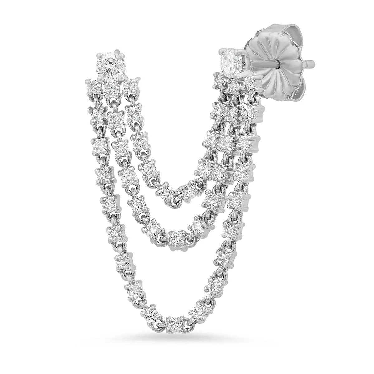 3 Strand Double Piercing Curtain Earring