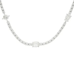 3.60ct 18k White Gold Mixed Shape Diamond Necklace