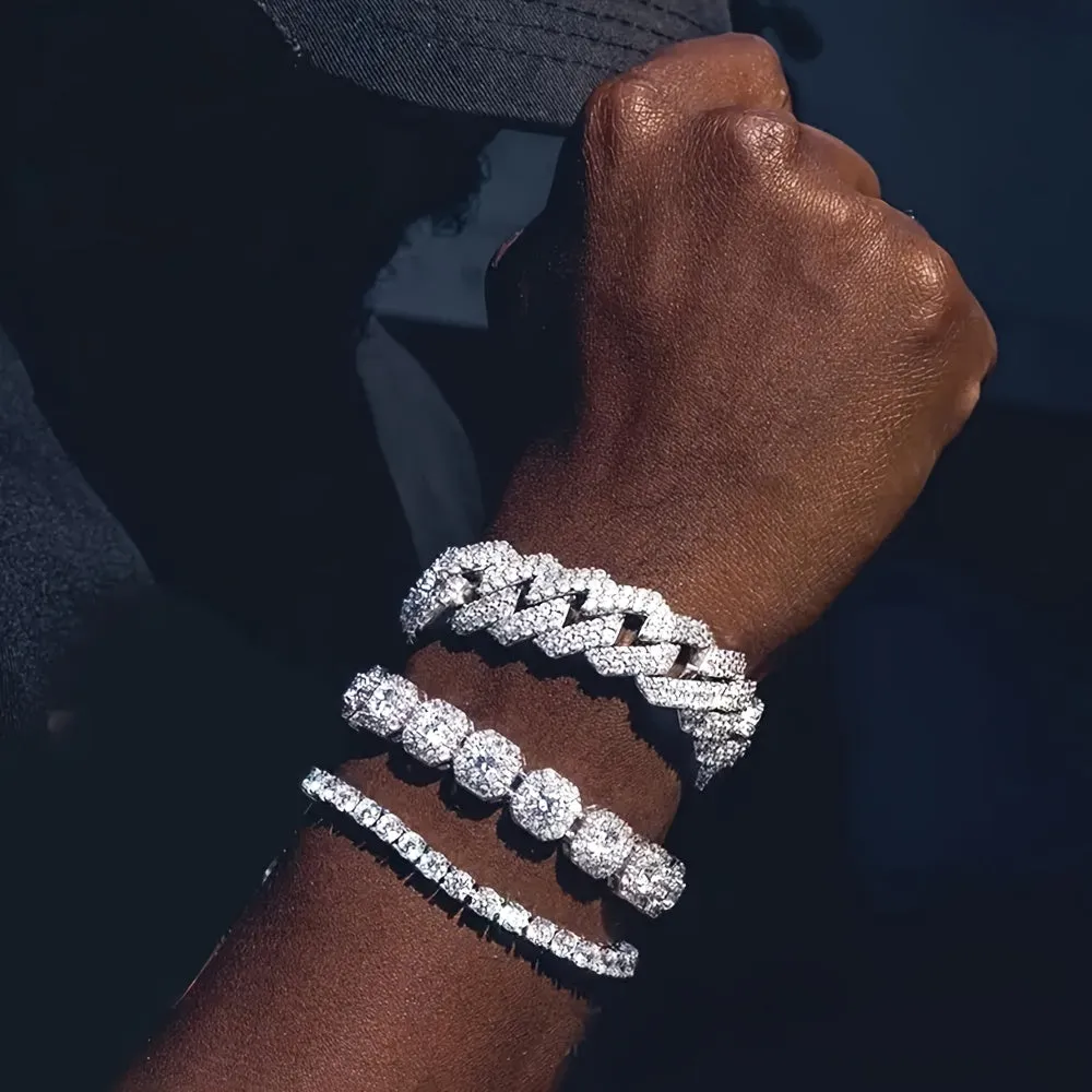 3pcs Stylish Bracelet Set Silvery Hip hop Punk Jewelry Gift
