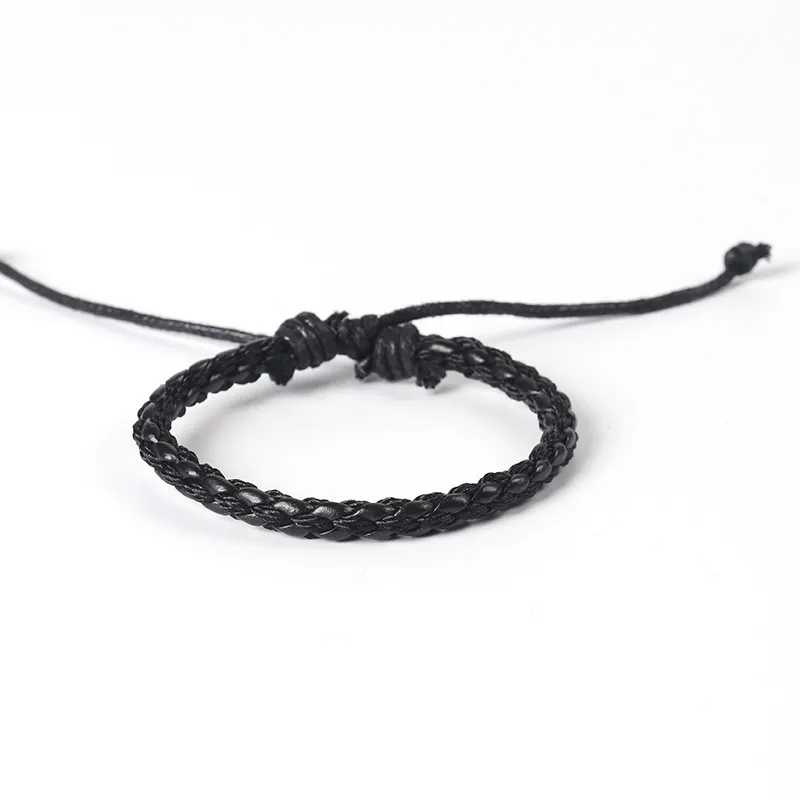 4pcs Men's Layer Leather Bracelet Adjustable Stylish Bracelets
