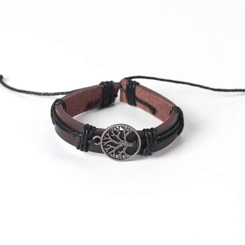 4pcs Men's Layer Leather Bracelet Adjustable Stylish Bracelets