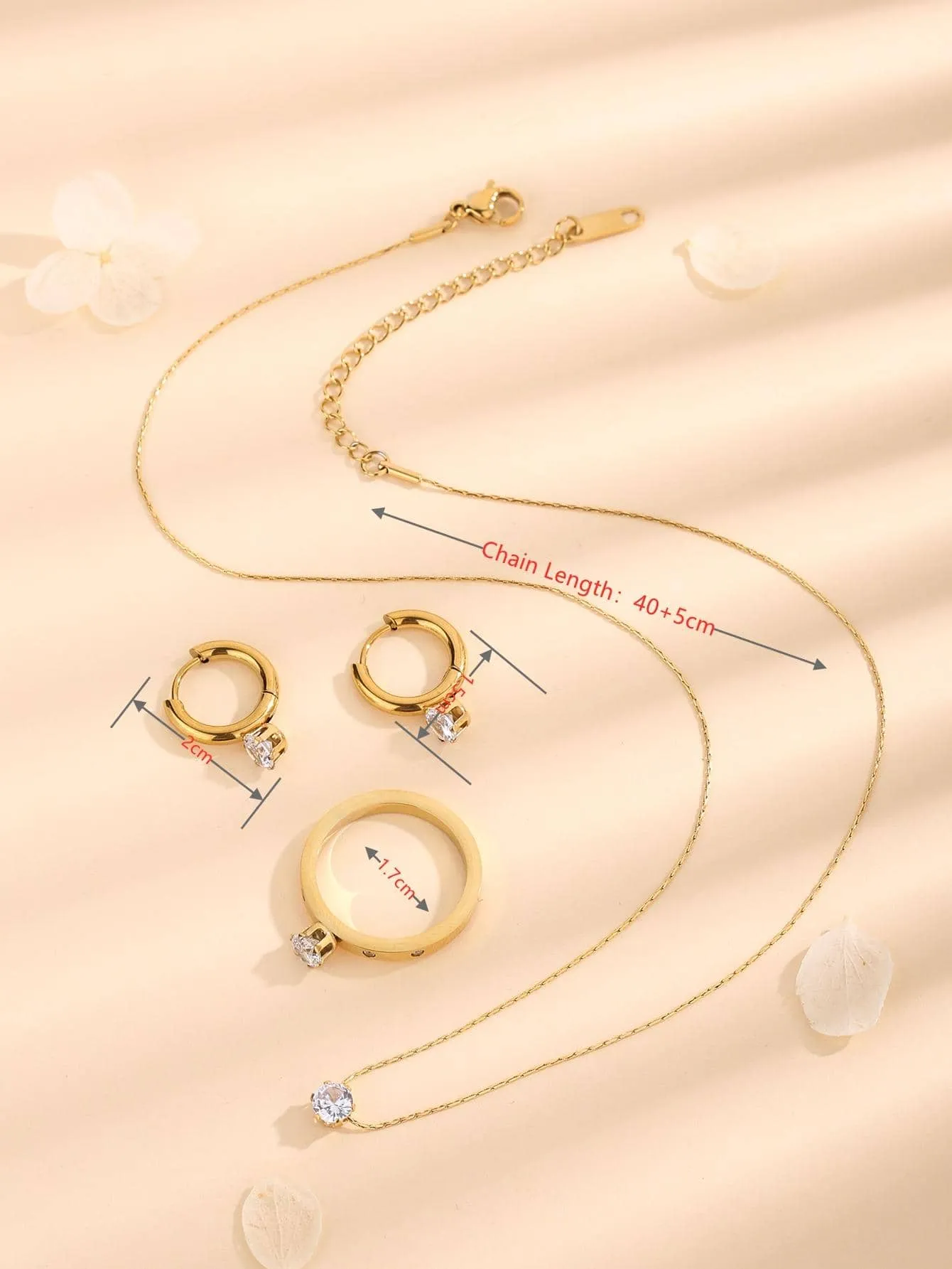 4pcs/set Rhinestone Decor Jewelry Set - Gold