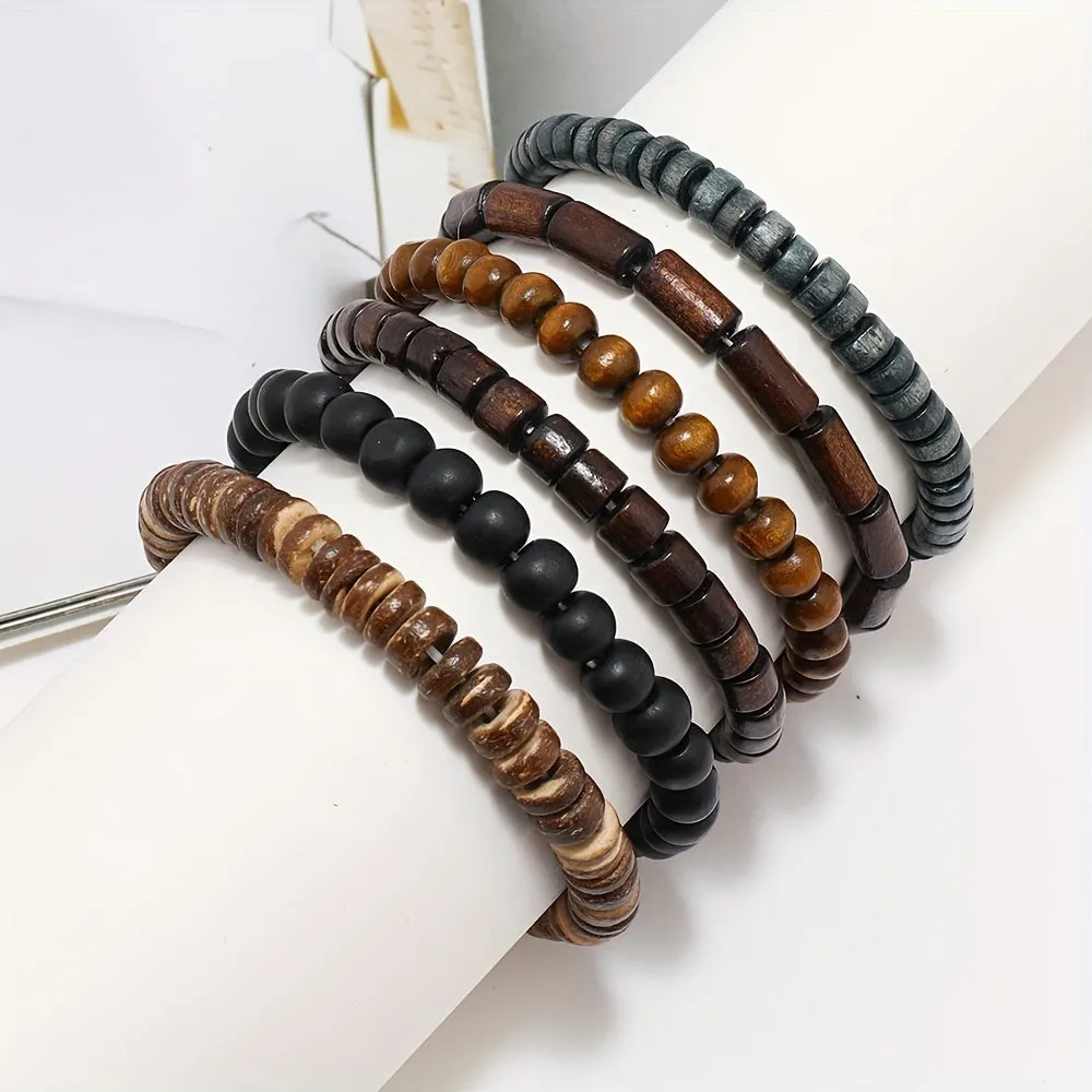 6pcs Beaded Bracelets For Men Set - Daily Decoration Gift For Family and Friends